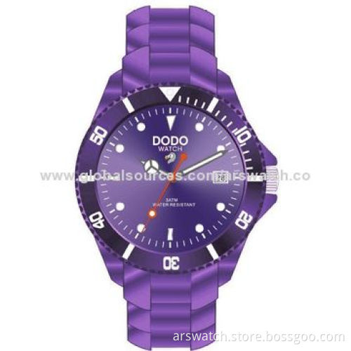 Plastic Watch with Silicone Strap, Japan Quartz Movement